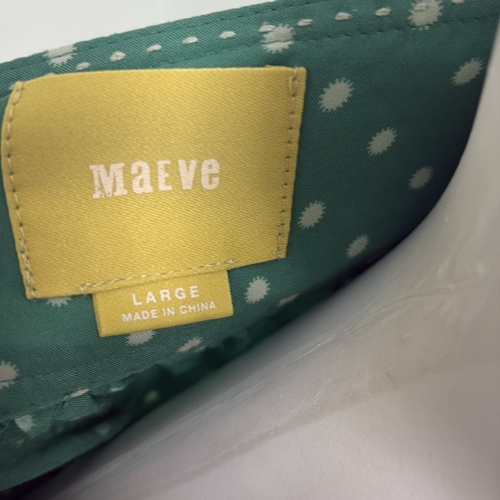 ANTHROPOLOGIE Maeve Green Asbury Polkadot Blouse Large - Picture 6 of 8